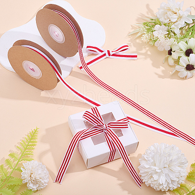 2 Rolls 2 Styles Polyester Striped Ribbon OCOR-ME0001-98-1