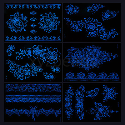 6 Sheets Luminous Paper Tattoo Stickers STIC-TAC0001-007B-1