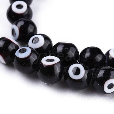 Handmade Evil Eye Lampwork Round Bead Strands LAMP-L055-10mm-08-1