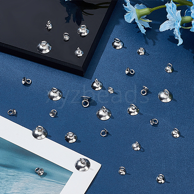 30Pcs 5 Styles 201 Stainless Steel Bead Cap Pendant Bails STAS-LP0001-24-1