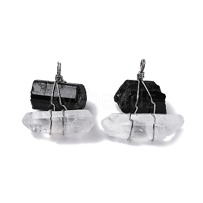 Natural Tourmaline & Quartz Crystal Nuggets Big Pendants G-K338-43P-04-1