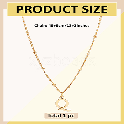 1Pc Brass Chain & 304 Stainless Steel Letter Pendant Necklaces NJEW-LP0001-35Q-G-1