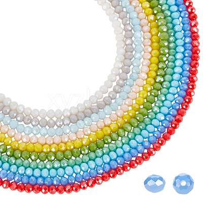 10 Strands 10 Colors Electroplate Glass Beads Strands EGLA-WR0001-07A-1