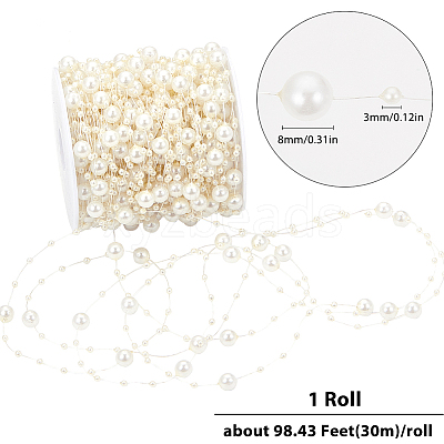 1 Roll Plastic Round Beaded Link Chains DIY-SC0024-96C-1