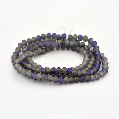 Full Rainbow Plated Faceted Rondelle Glass Beads Strands EGLA-J081-3x2mm-FR01-1