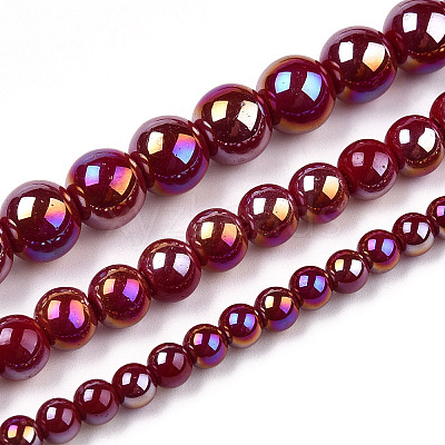 Electroplate Opaque Glass Beads Strands X-GLAA-T032-P6mm-AB05-1