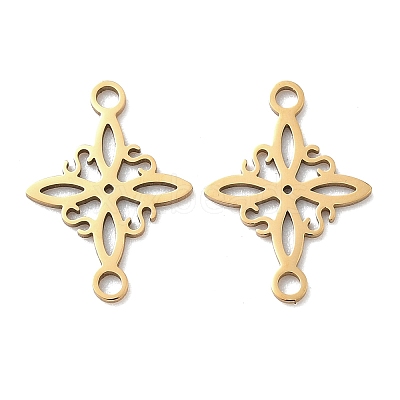 304 Stainless Steel Rhombus Flower Connector Charms STAS-G361-04G-1