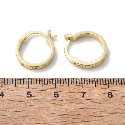 Brass Micro Pave Clear Cubic Zirconia Hoop Earrings EJEW-H125-18G-1
