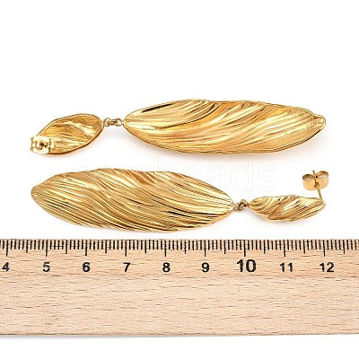 304 Stainless Steel Oval Dangle Stud Earrings EJEW-I320-04G-1