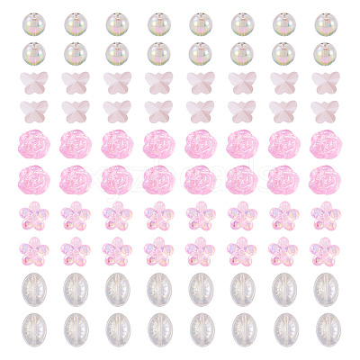 100Pcs 5 Styles Electroplate Transparent Glass Beads EGLA-TA0013-35B-1