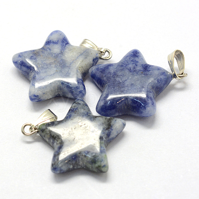 Star Natural Blue Spot Jasper Pendants G-Q367-17-1