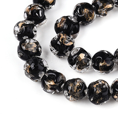 Handmade Gold Foil Glass Beads Strands FOIL-N029-04E-1