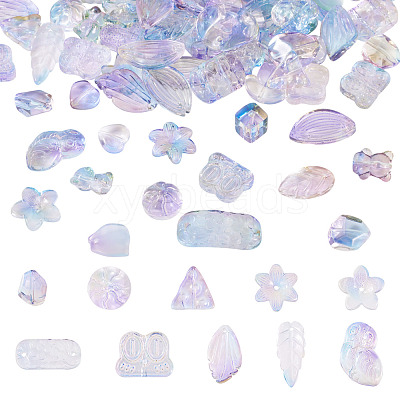64Pcs Gradient Color Transparent Glass Beads GLAA-TA0003-48G-1