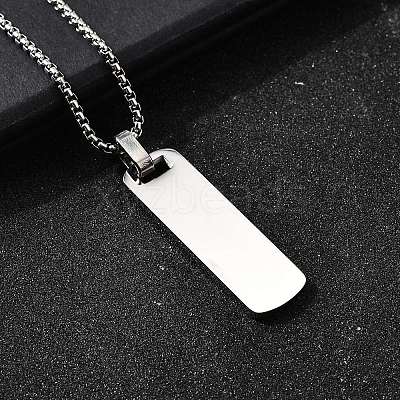 304 Stainless Steel Blank Pendant Necklaces NJEW-P329-04E-P-1