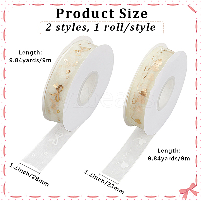 2 Rolls 2 Styles Chiffon Lace Trim for Sewing Decoration OCOR-CY0001-65A-1