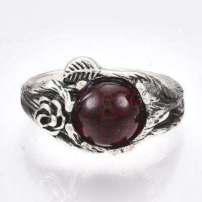 Alloy Glass Cuff Finger Rings RJEW-T006-24-1