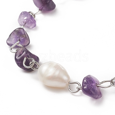 Natural Gemstone Beaded Anklets AJEW-AN00515-1