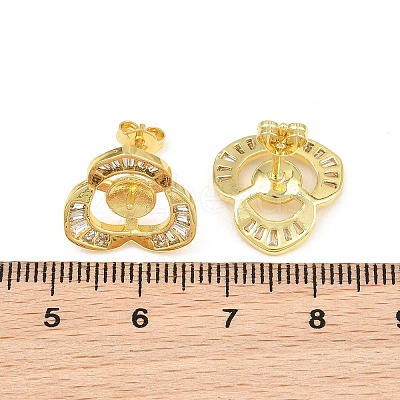 Brass Micro Pave Cubic Zirconia Stud Earring Finding CU-CBAA5EE-01G-1