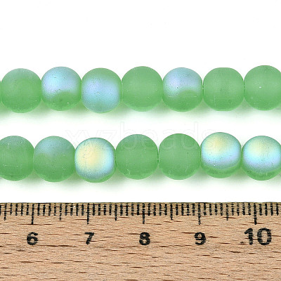 Frosted Imitation Jade Glass Beads Strands GLAA-T032-J8mm-MBB05-1