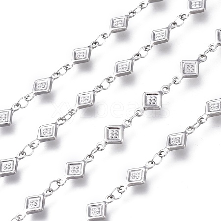 Tarnish Resistant 304 Stainless Steel Rhombus Link Chains CHS-P011-04P-1