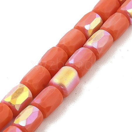 Frosted Imitation Jade Glass Beads Strands GLAA-P058-07B-14-1