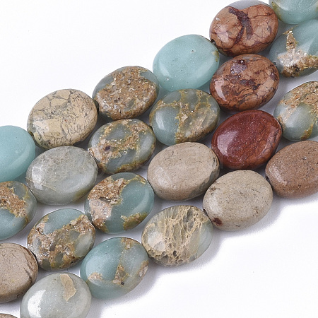 Natural Aqua Terra Jasper Beads Strands X-G-S366-015A-1