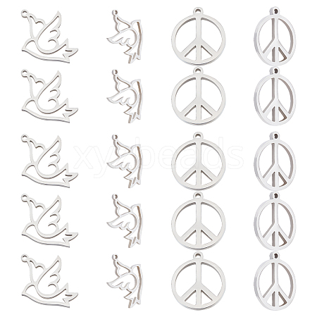 28Pcs 2Style 201 Stainless Steel Pendants STAS-UN0035-30-1