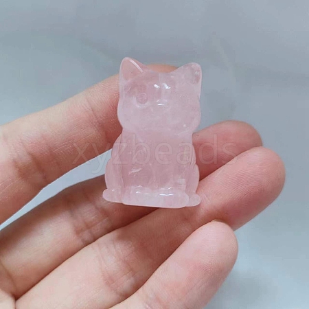 Natural Rose Quartz Carved Healing Cat Figurines PW-WG18852-01-1