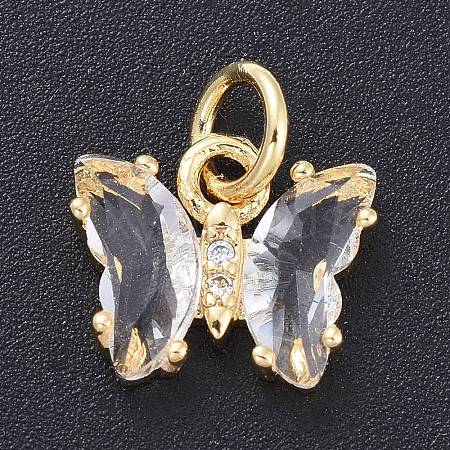 Brass Micro Pave Clear Cubic Zirconia Pendant ZIRC-P079-B01-17-1