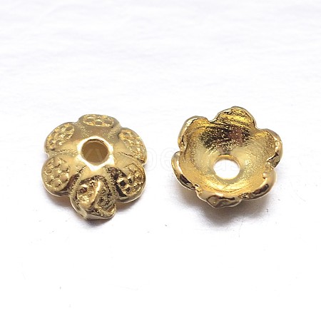 Real 18K Gold Plated 6-Petal 925 Sterling Silver Bead Caps STER-M100-30-1