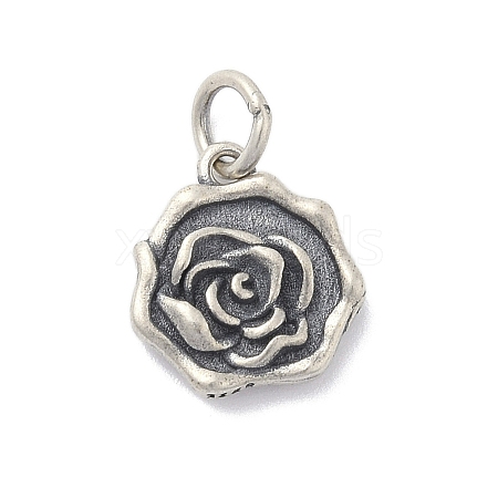 925 Sterling Silver Flower Charms with Jump Rings and 925 Stamp STER-M021-02AS-01-1