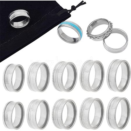 Unicraftale 10Pcs 5 Size 304 Stainless Steel Grooved Finger Ring Settings STAS-UN0041-21P-1