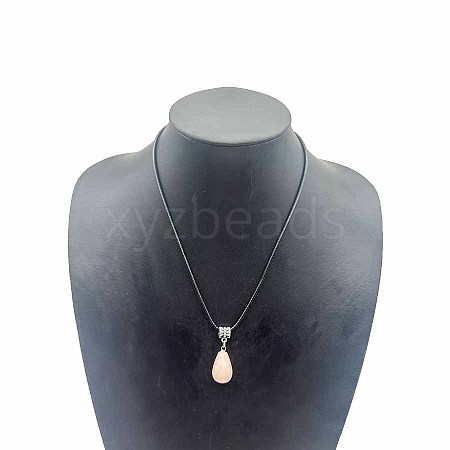 Natural Rose Quartz Teardrop Pendant Necklaces SK1018-8-1