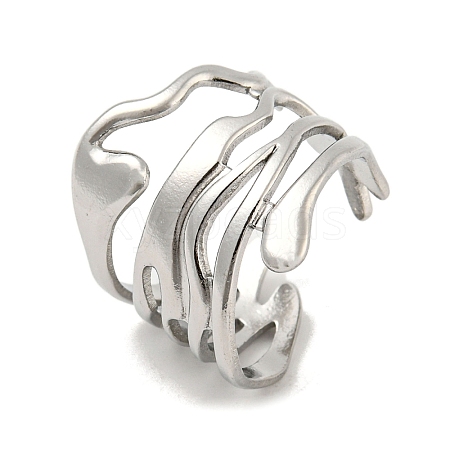 Non-Tarnish 304 Stainless Steel Open Cuff Ring RJEW-C067-06P-1