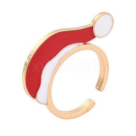 Christmas Theme Alloy Enamel Open Cuff Ring RJEW-C106-02D-KCG-1