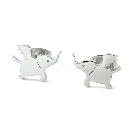 Non-Tarnish Cute Little Animal Theme 304 Stainless Steel Stud Earrings EJEW-B041-03C-P-1