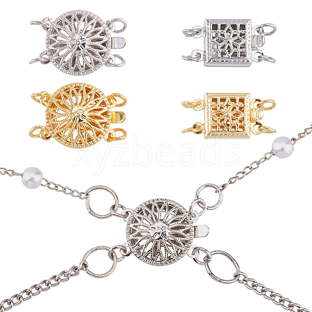 4Pcs 4 Styles Brass Box Clasps KK-HS0015-76A-1
