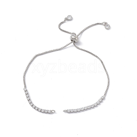 Brass Rhinestone Tennis Slider Bracelet Makings KK-E068-VD015-1-1