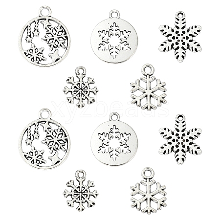 50Pcs 5 Styles Tibetan Style Alloy Charms FIND-YW0010-23-1