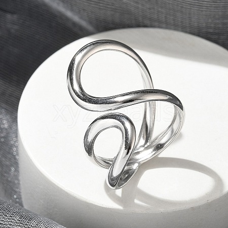 304 Stainless Steel Open Cuff Ring for Women RJEW-M025-02P-1