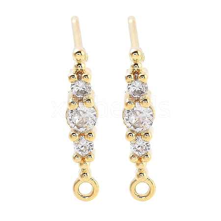 Brass Clear Cubic Zirconia Stud Earring Findings KK-A238-02C-G-1