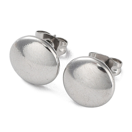 304 Stainless Steel Flat Round Ear Studs for Women EJEW-P234-08P-1