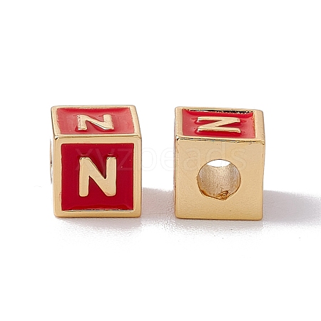 Rack Plating Brass Enamel Beads KK-B060-04G-03N-1
