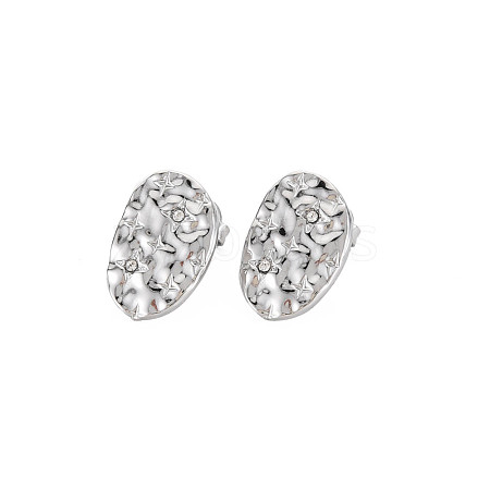 Crystal Rhinestone Oval with Star Stud Earrings EJEW-N097-001P-1