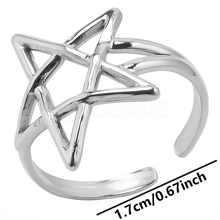 Stainless Steel Star Open Cuff Ring Women GD1255-1-1