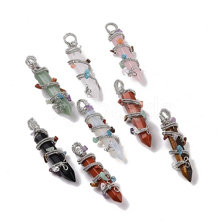 Natural & Synthetic Gemstone Pointed Big Pendants G-H274-05P-1