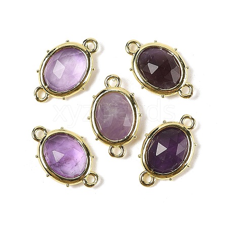 Natural Amethyst Faceted Oval Connector Charms G-I382-04G-05-1