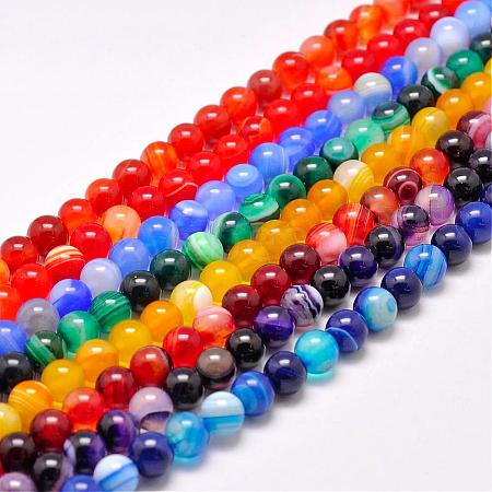 Natural Striped Agate/Banded Agate Bead Strands G-G962-8mm-M-1