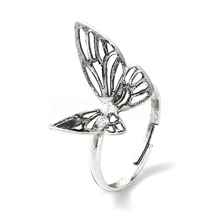 Hollow Butterfly Alloy Adjustable Rings for Women RJEW-K275-50AB-1