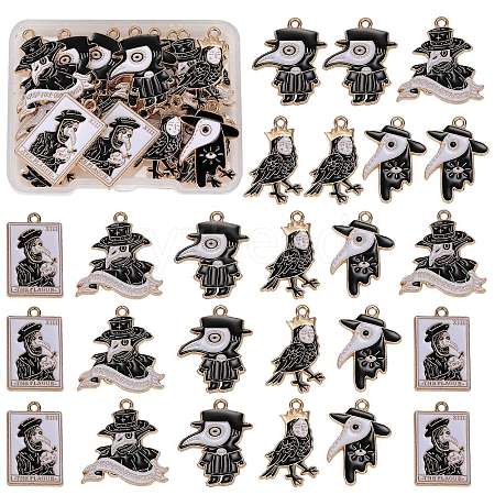 25Pcs 5 Style Alloy Enamel Pendants ENAM-SZ0004-13-1